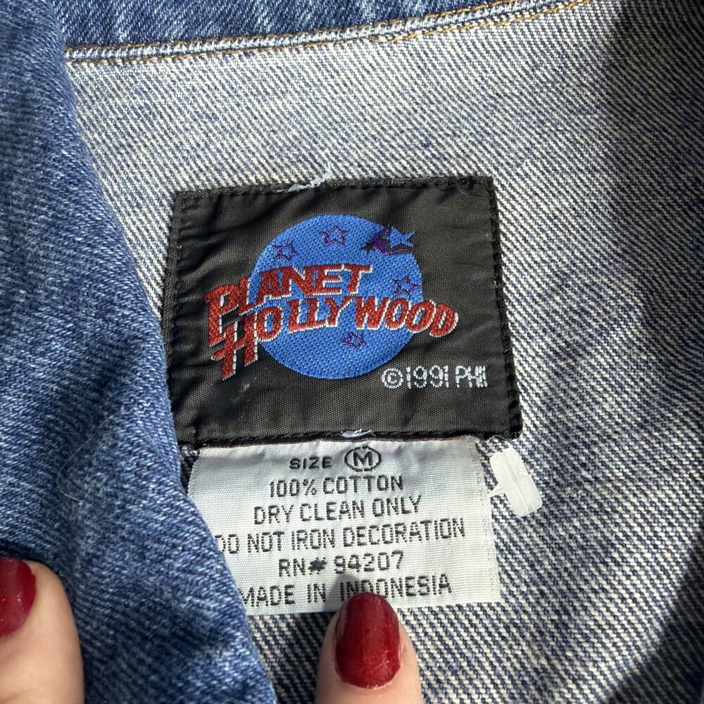 Planet Hollywood Las Vegas Denim Trucker Jacket Adult Medium Jean Vintage 90s - Picture 5 of 11